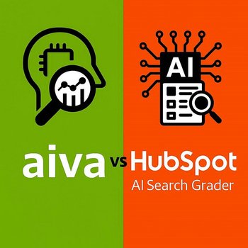 aiva vs. HubSpot Infografik zum Vergleich zwischen der aiva KI-Sichtbarkeitsanalyse und dem HubSpot AI Search Grader.